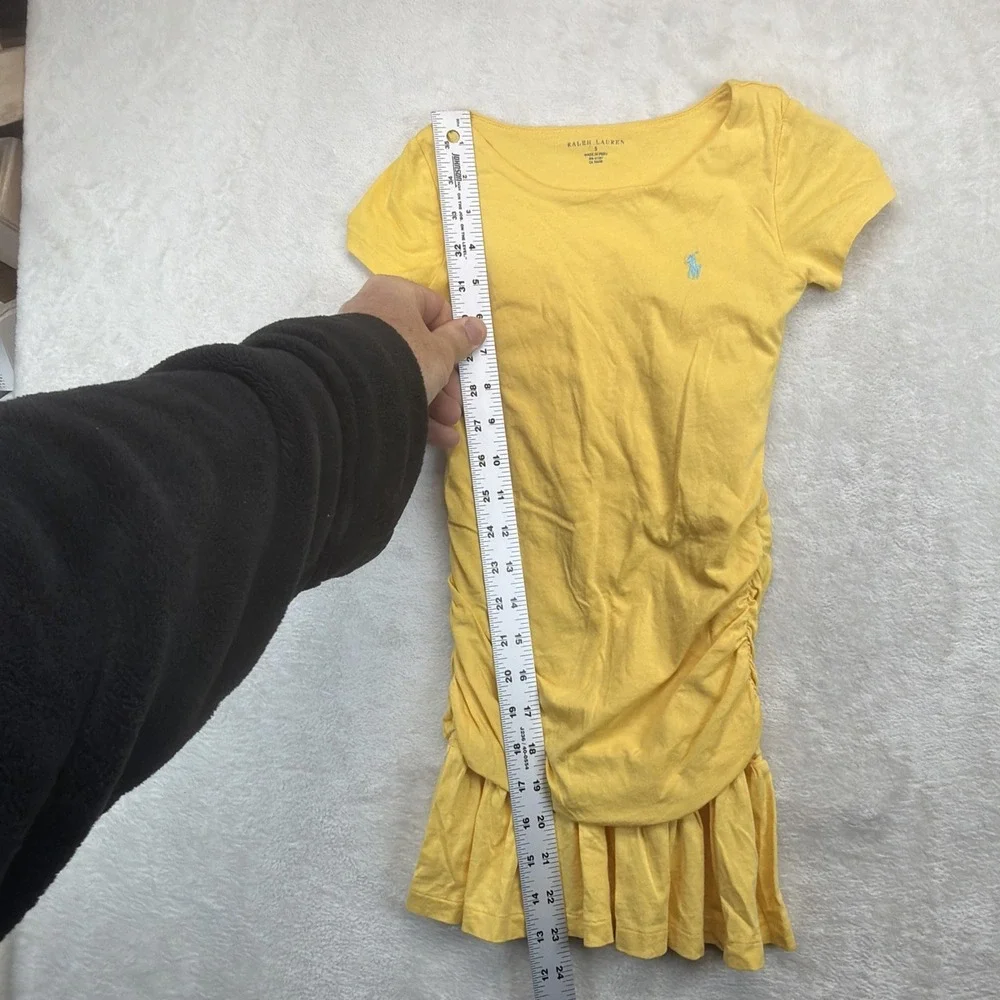 Polo Ralph Lauren Girls Dress Size 5 Yellow Pima Cotton Ruffle Hem Pony